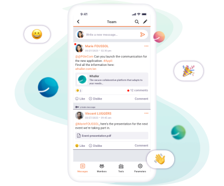 Check out your messages on Whaller mobile app